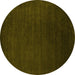 Round Abstract Yellow Contemporary Rug, con29yw