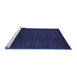 Sideview of Machine Washable Abstract Blue Contemporary Rug, wshcon29blu