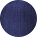 Round Abstract Blue Contemporary Rug, con29blu