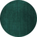 Round Machine Washable Abstract Turquoise Contemporary Area Rugs, wshcon29turq