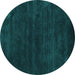 Round Machine Washable CON2X Turquoise CON2X Area Rugs, wshcon2turq