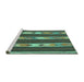 Sideview of Machine Washable Abstract Turquoise Contemporary Area Rugs, wshcon3000turq