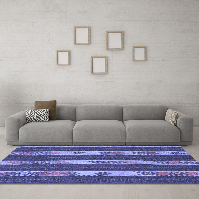 Machine Washable Abstract Blue Contemporary Rug in a Living Room, wshcon3000blu