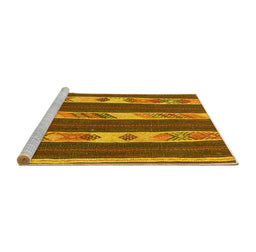 Sideview of Machine Washable Abstract Yellow Contemporary Rug, wshcon3000yw