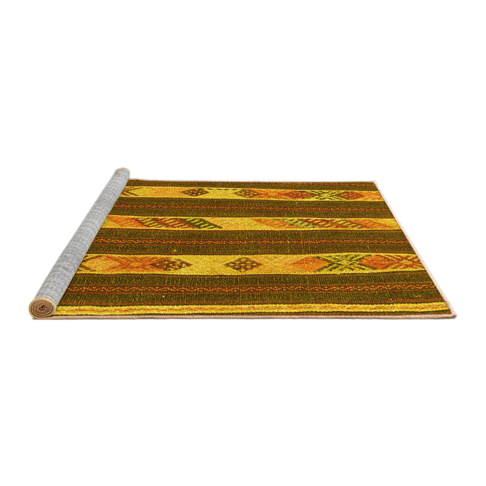 Sideview of Machine Washable Abstract Yellow Contemporary Rug, wshcon3000yw