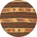 Round Abstract Brown Contemporary Rug, con3000brn