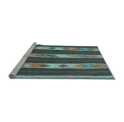Sideview of Machine Washable Abstract Light Blue Contemporary Rug, wshcon3000lblu
