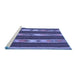 Sideview of Machine Washable Abstract Blue Contemporary Rug, wshcon3000blu