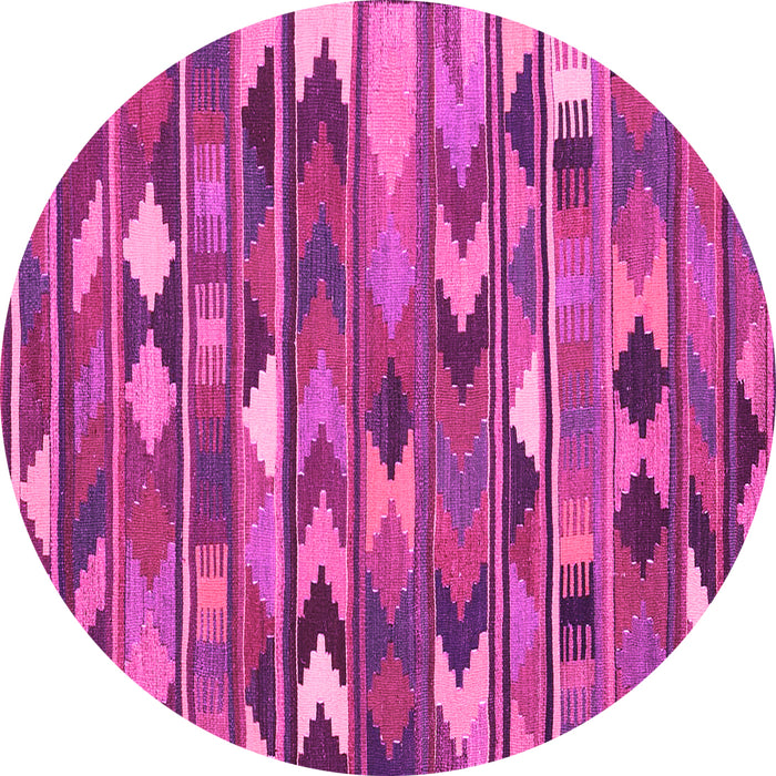Round Southwestern Pink Country Rug, con3001pnk