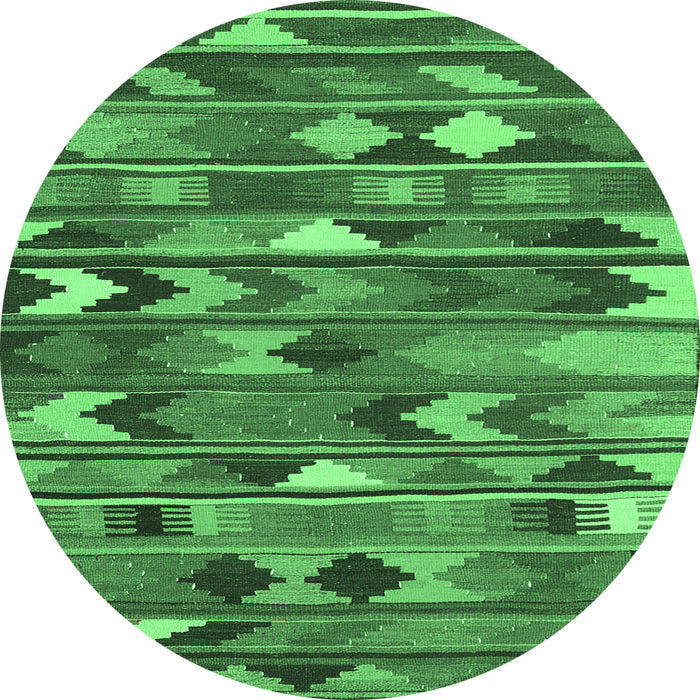 Round Southwestern Emerald Green Country Rug, con3001emgrn