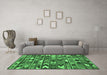 Machine Washable Southwestern Emerald Green Country Area Rugs in a Living Room,, wshcon3001emgrn