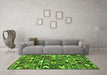 Machine Washable Southwestern Green Country Area Rugs in a Living Room,, wshcon3001grn