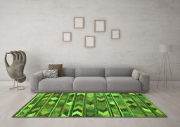 Machine Washable Southwestern Green Country Area Rugs in a Living Room,, wshcon3001grn