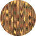 Round Machine Washable Southwestern Brown Country Rug, wshcon3001brn