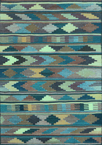 Southwestern Light Blue Country Rug, con3001lblu