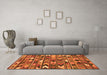 Machine Washable Southwestern Orange Country Area Rugs in a Living Room, wshcon3001org