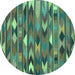 Round Southwestern Turquoise Country Rug, con3001turq