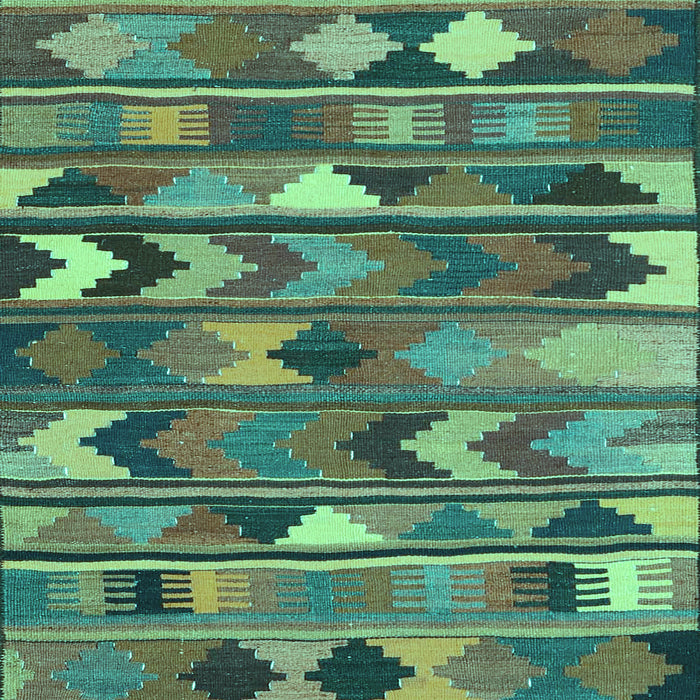 Machine Washable Southwestern Turquoise Country Area Rugs, wshcon3001turq