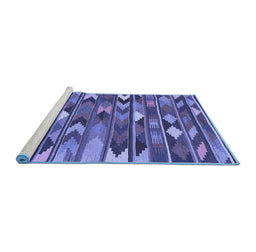 Sideview of Machine Washable Southwestern Blue Country Rug, wshcon3001blu