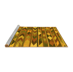 Sideview of Machine Washable Southwestern Yellow Country Rug, wshcon3001yw