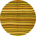 Round Abstract Yellow Contemporary Rug, con3002yw