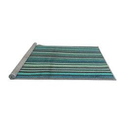 Sideview of Machine Washable Abstract Light Blue Contemporary Rug, wshcon3002lblu