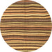 Round Abstract Brown Contemporary Rug, con3002brn