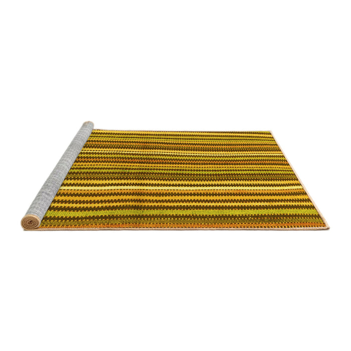 Sideview of Machine Washable Abstract Yellow Contemporary Rug, wshcon3002yw