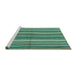 Sideview of Machine Washable Abstract Turquoise Contemporary Area Rugs, wshcon3002turq