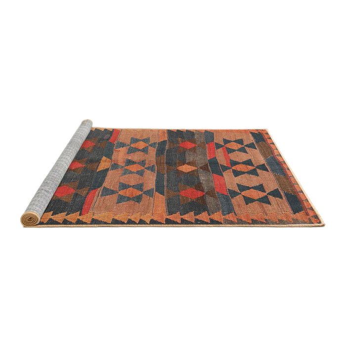 Serging Thickness of Machine Washable Contemporary Rust Pink Rug, wshcon3003
