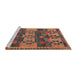 Serging Thickness of Machine Washable Contemporary Rust Pink Rug, wshcon3003