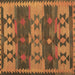 Square Machine Washable Southwestern Brown Country Rug, wshcon3003brn