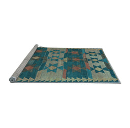 Sideview of Machine Washable Southwestern Light Blue Country Rug, wshcon3003lblu