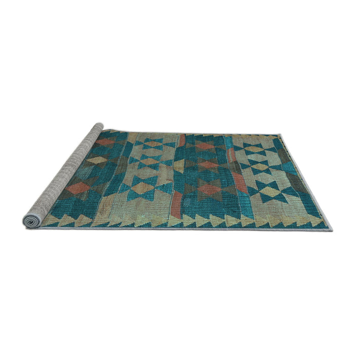 Sideview of Machine Washable Southwestern Light Blue Country Rug, wshcon3003lblu