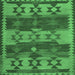 Square Southwestern Emerald Green Country Rug, con3003emgrn