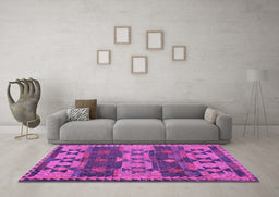 Machine Washable Southwestern Purple Country Area Rugs in a Living Room, wshcon3003pur