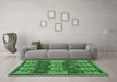 Machine Washable Southwestern Emerald Green Country Area Rugs in a Living Room,, wshcon3003emgrn