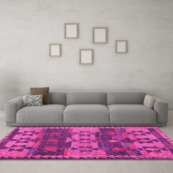 Machine Washable Southwestern Pink Country Rug in a Living Room, wshcon3003pnk