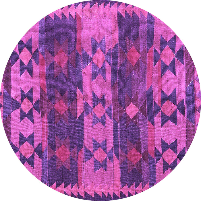 Round Machine Washable Southwestern Purple Country Area Rugs, wshcon3003pur