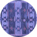 Round Southwestern Blue Country Rug, con3003blu