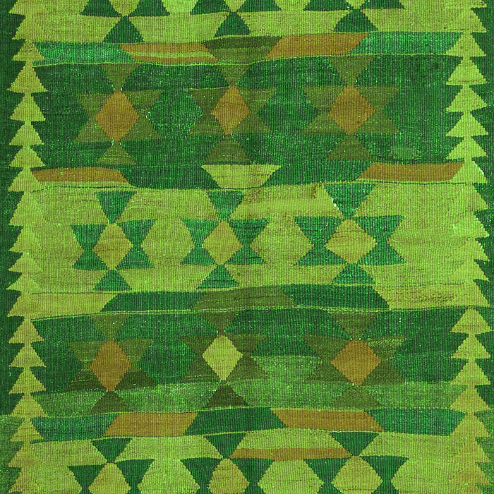 Serging Thickness of Machine Washable Southwestern Green Country Area Rugs, wshcon3003grn