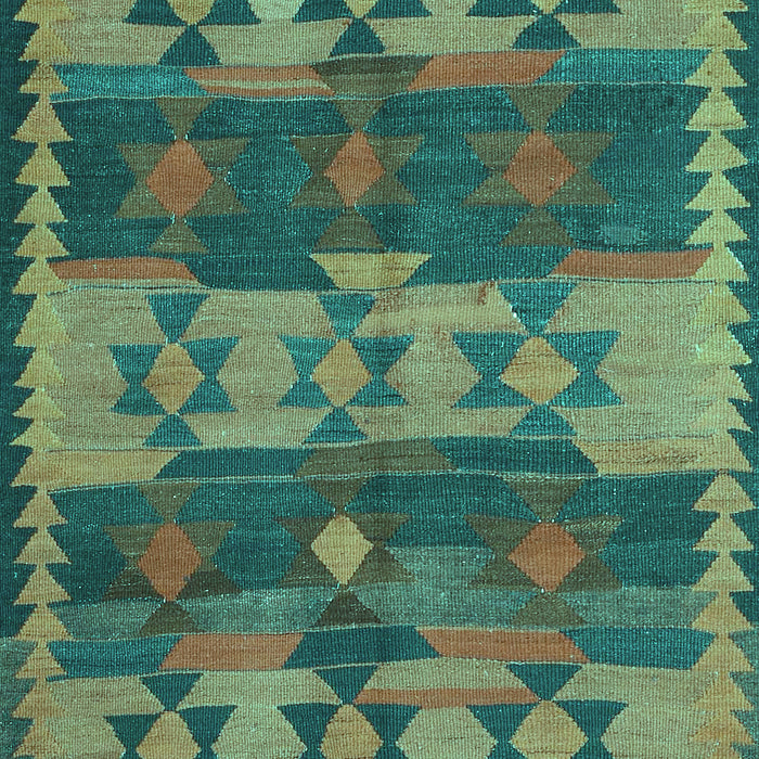 Machine Washable Southwestern Turquoise Country Area Rugs, wshcon3003turq