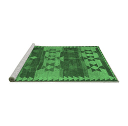 Sideview of Machine Washable Southwestern Emerald Green Country Area Rugs, wshcon3003emgrn