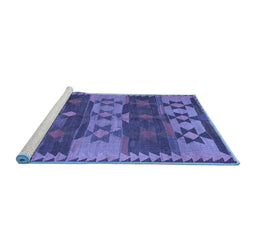 Sideview of Machine Washable Southwestern Blue Country Rug, wshcon3003blu