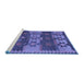 Sideview of Machine Washable Southwestern Blue Country Rug, wshcon3003blu