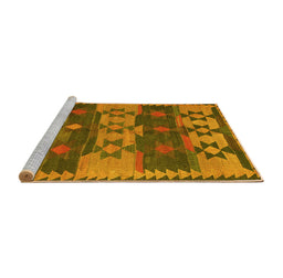 Sideview of Machine Washable Southwestern Yellow Country Rug, wshcon3003yw