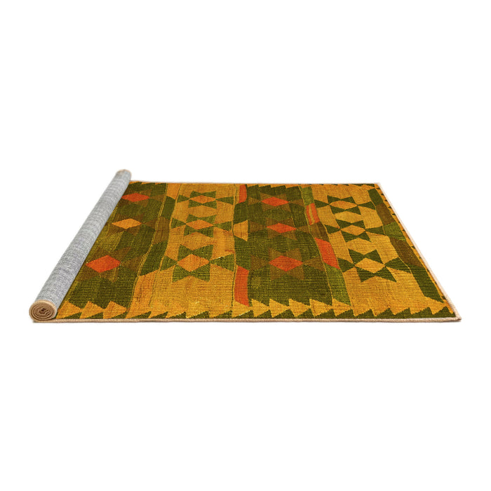 Sideview of Machine Washable Southwestern Yellow Country Rug, wshcon3003yw