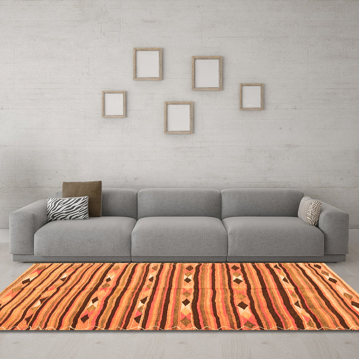 Machine Washable Oriental Orange Traditional Area Rugs in a Living Room, wshcon3004org