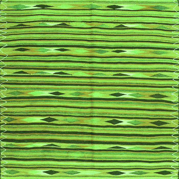 Round Machine Washable Oriental Green Traditional Area Rugs, wshcon3004grn