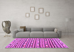 Machine Washable Oriental Purple Traditional Area Rugs in a Living Room, wshcon3004pur